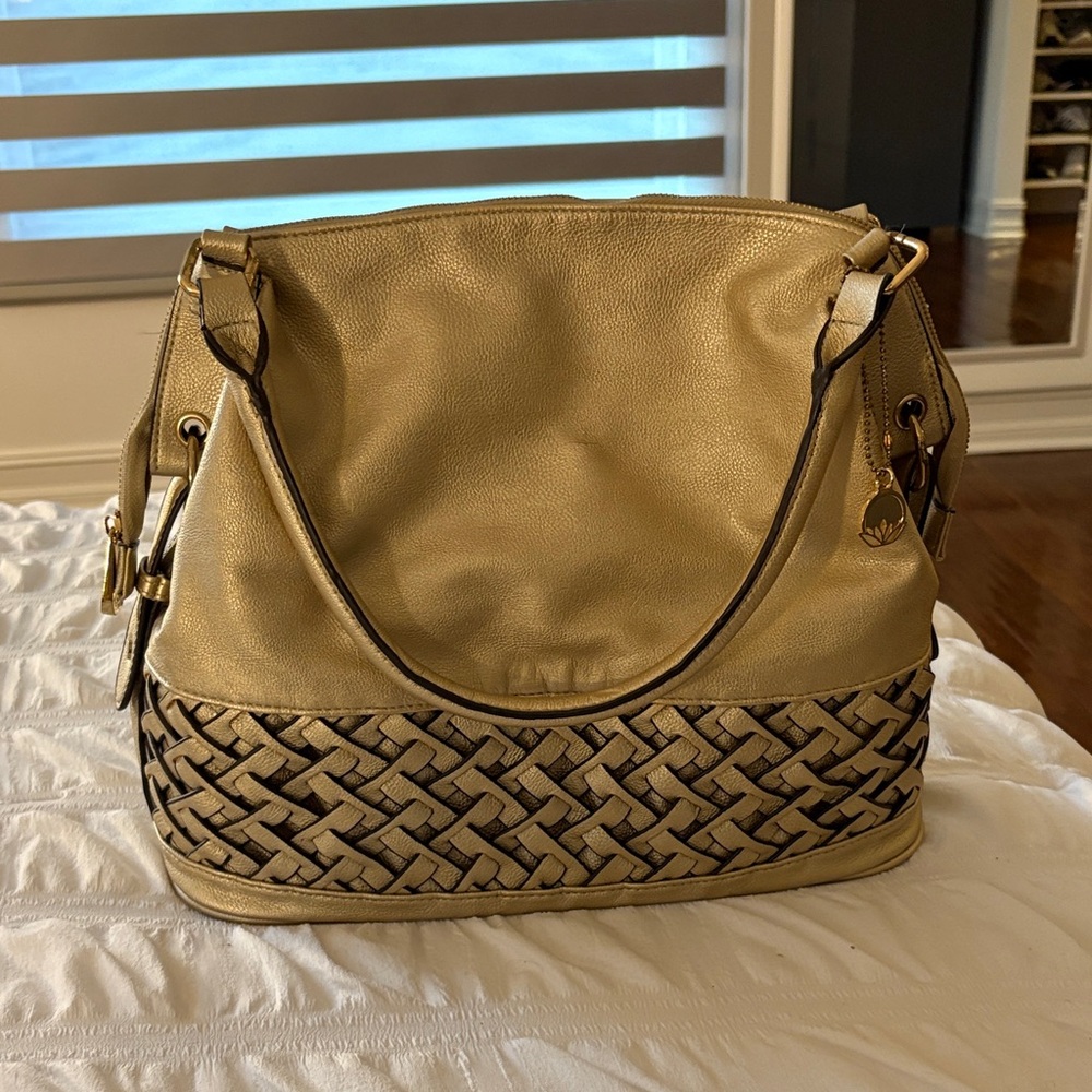 Big Buddha Gold and Black Hobo Bag